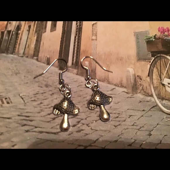 Mushroom 925 silver earrings boho bohemian gypsy handmade festival gift - Picture 5 of 7
